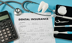 a close-up of a dental insurance form