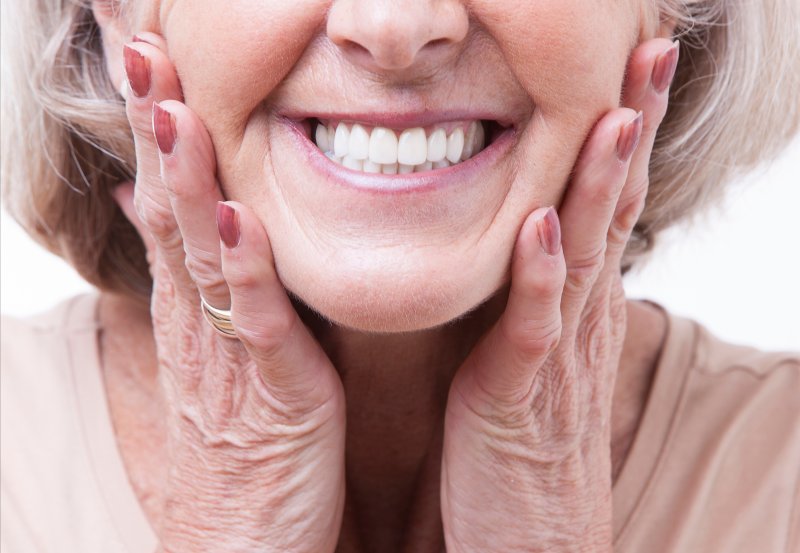 Close-up of senior dentures