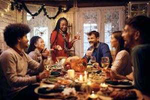 a family having Thanksgiving dinner together